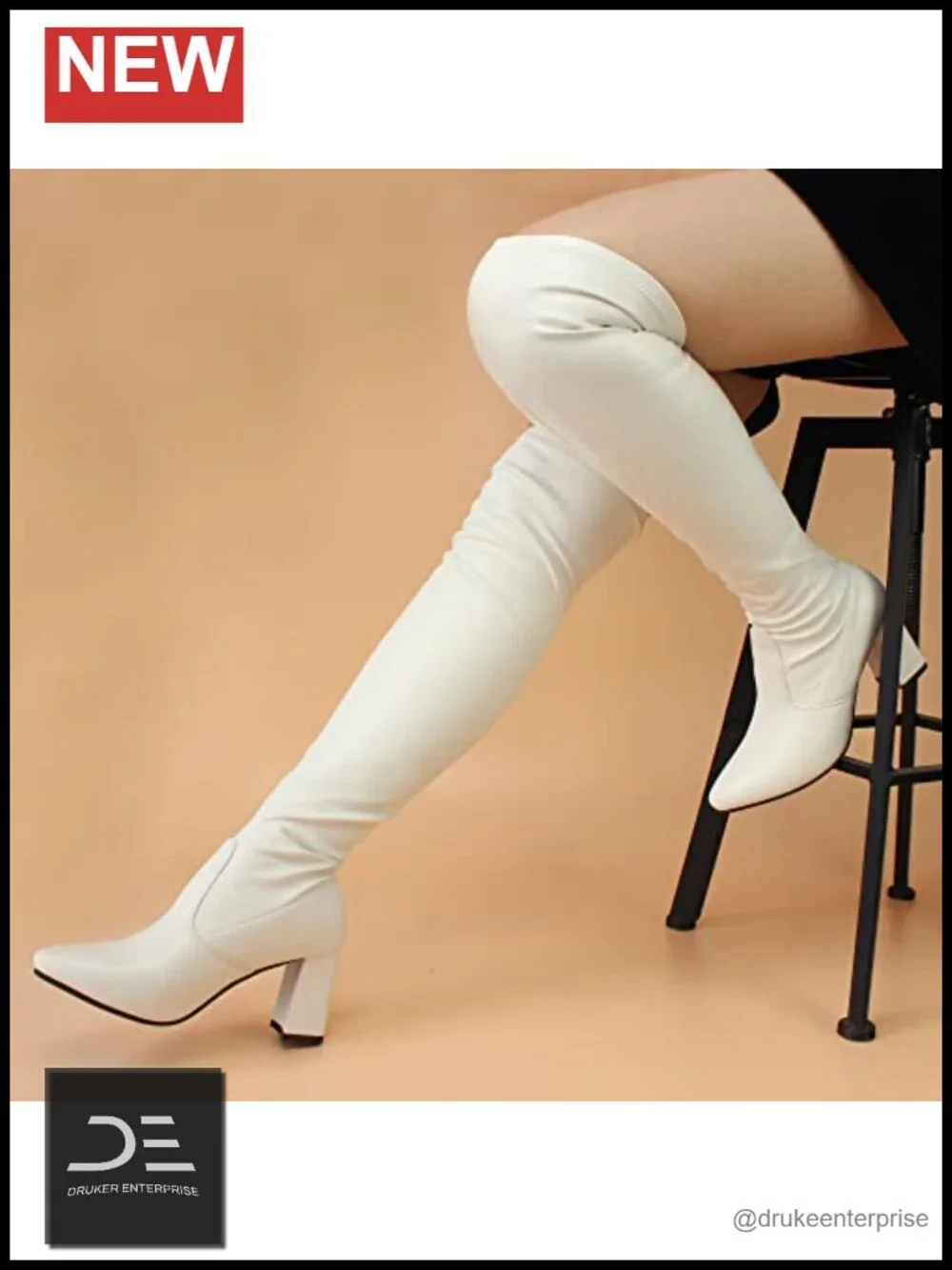 Women's Over the Knee Boots Pointed Toe High Heel Thigh High Stretch Vegan PU